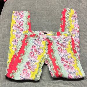 True Freedom Skinny Jeans, Colorful Print, Floral, Statement, Size 7